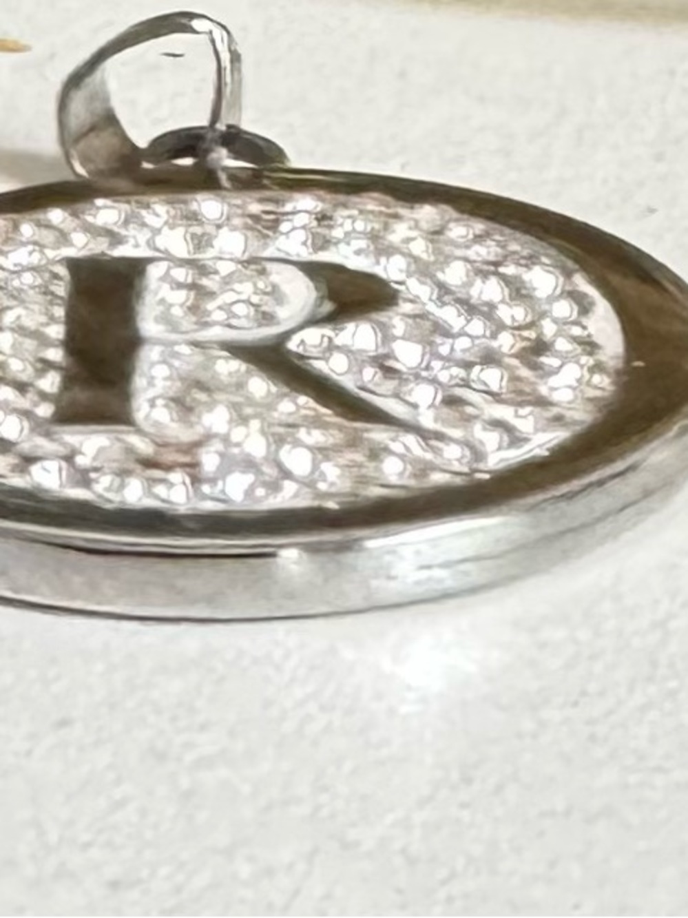 Stainless steel Initial R Pendant for a necklace- Sparkling R Charm